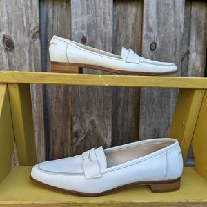 Joan & David White Italian Leather Loafers